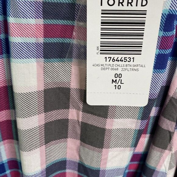 Torrid Skirtall Skirt Overall Pockets Pink Plaid Alt Flannel NWT Size 00 Large - Picture 4 of 8